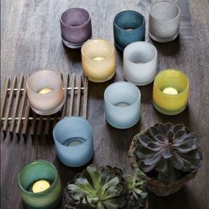 west elm glass tealight holders - 3 total